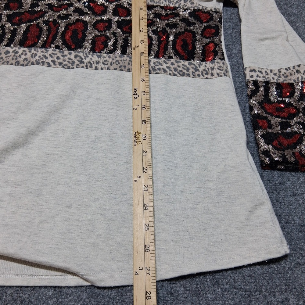 Lilypad Long Sleeve Top 1XL‎ Red Sequined Leopard Print - Picture 7 of 8